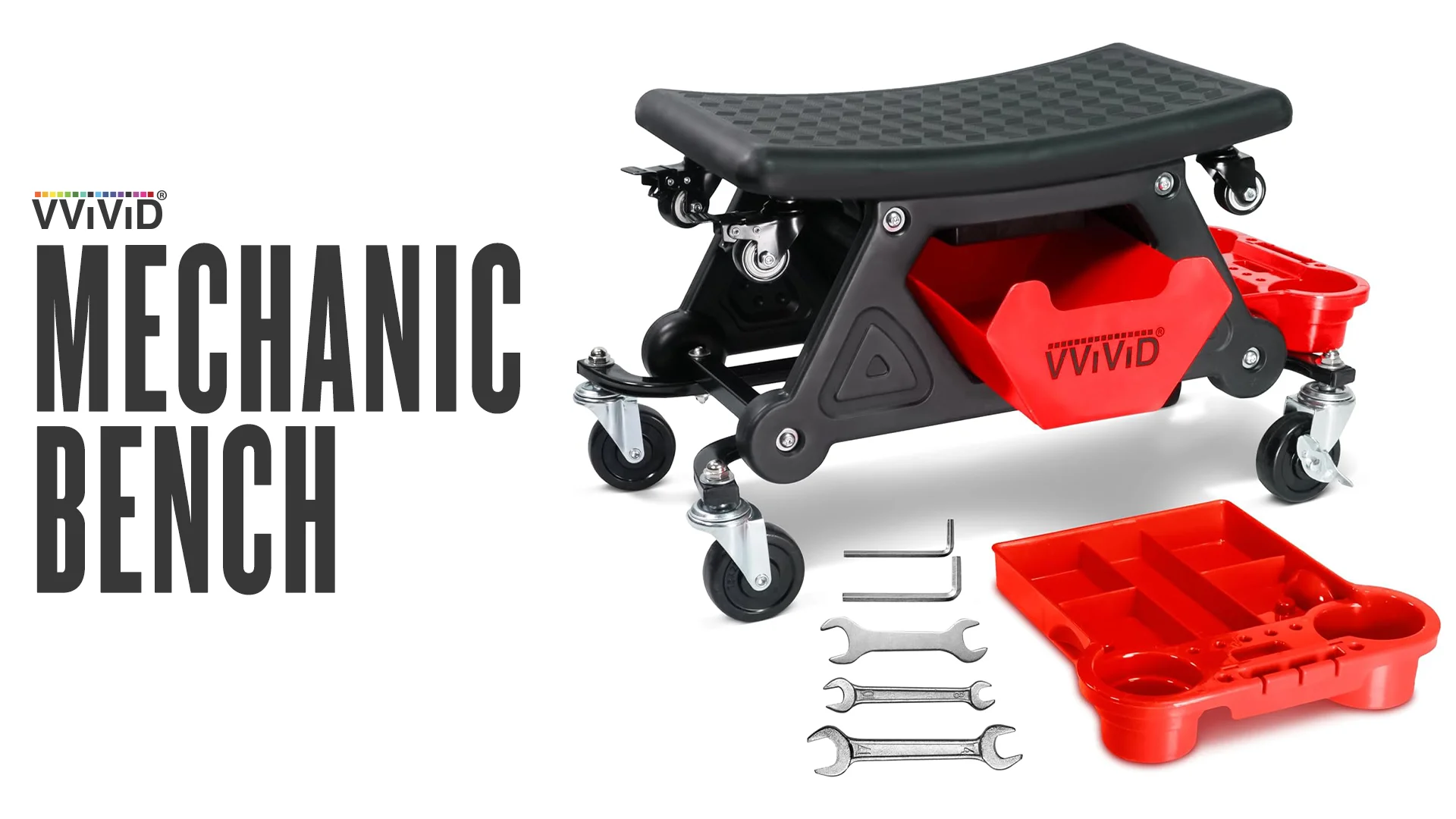 Mechanic Bench 300lbs Capacity Garage Stool with Detachable