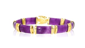 Deep Purple Jade Good Fortune Bracelet in 18kt Gold Over Sterling