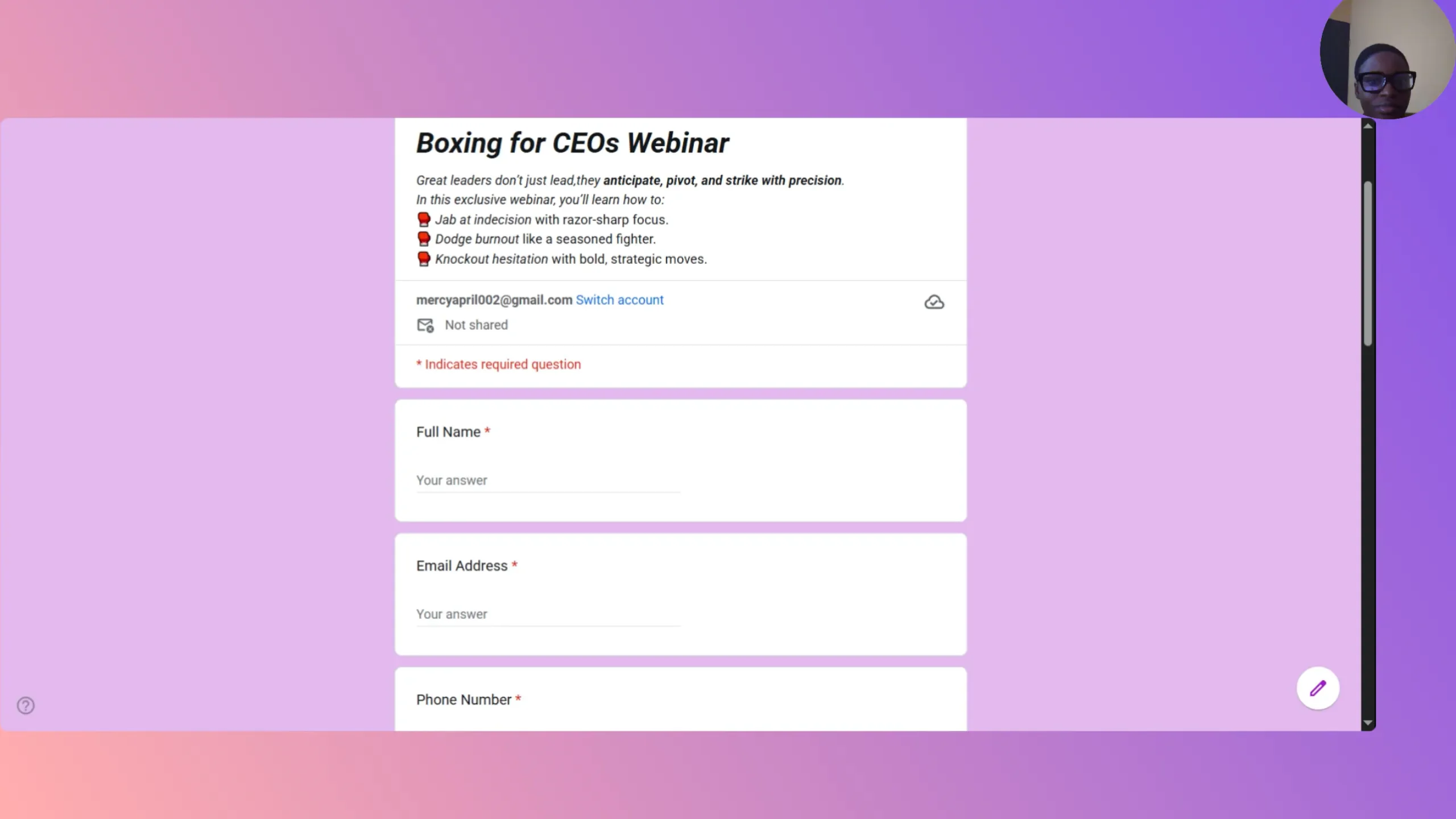Boxing for CEOs webinar funnel walkthrough video thumbnail