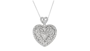 C. 1990 Vintage 1.10 ct. t.w. Diamond Heart Locket Necklace in 18kt White Gold