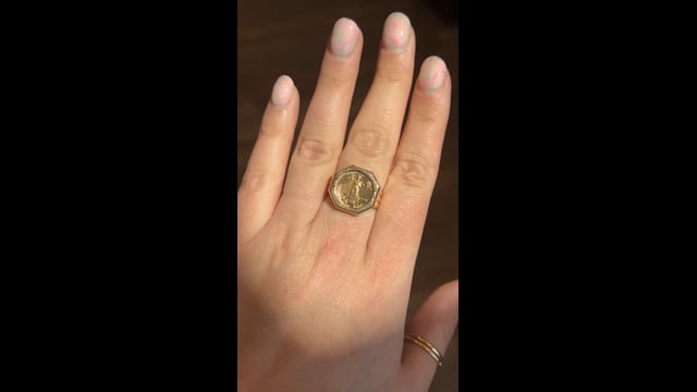 Liberty Coin Cocktail Ring in 22k & 14k Yellow Gold – Filigree