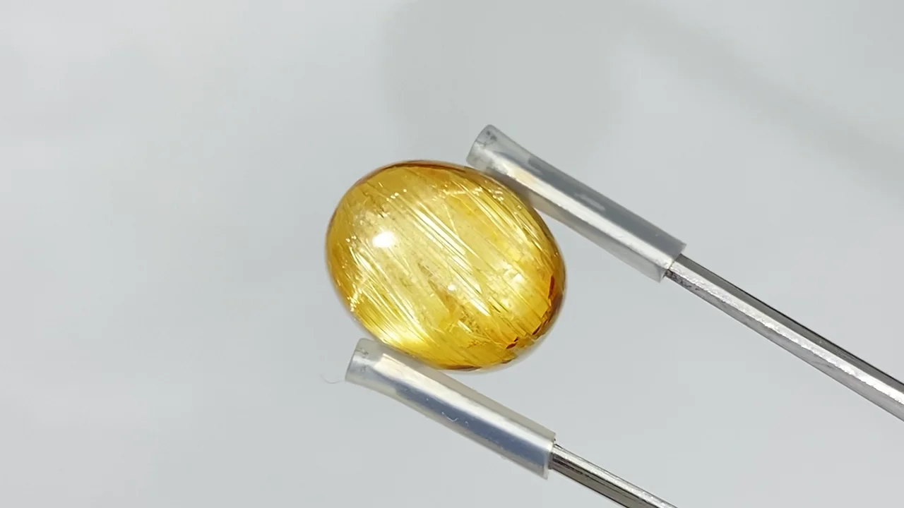 動画】【1点もの】宝石質ルチルクォーツAAA カボション 1個 NO