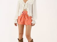 Orange wrap shorts with print | My Jewellery