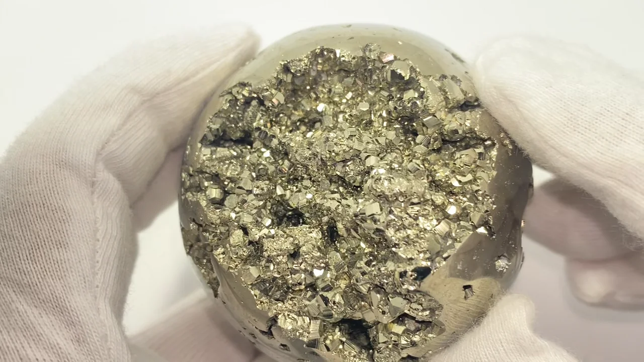 動画】【1点もの】ゴールデンパイライト スフィア・ラウンド56mm 1個