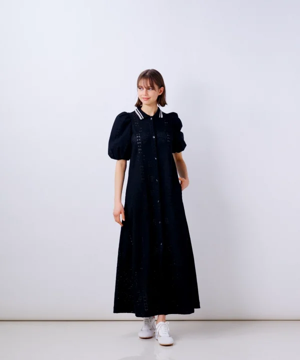 黒　総レース　ケミカルレース　高級レース　ドレス　フォーマル　ワンピース 結婚式・パーティー・オケージョンドレス】起毛総レースデザイン