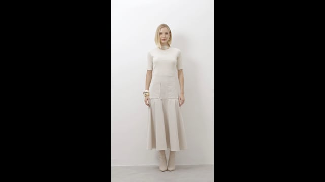 Vestido Midi Bicolor Canelado Louise