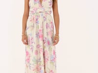 Beige multiway wrap maxi dress with multicolour flowers | My Jewellery