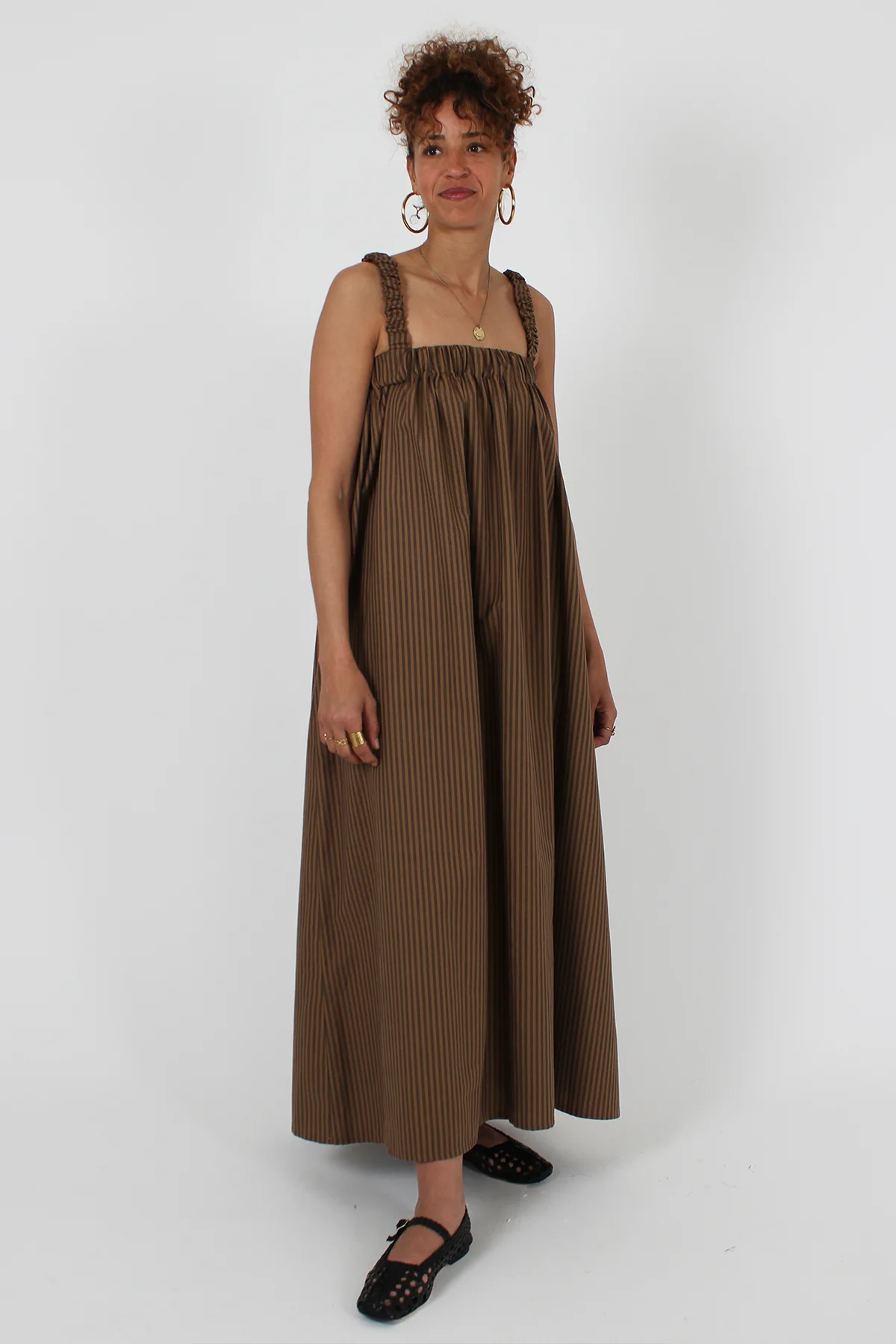 【I AM MARI】Aichoo Toile Chiffon Pattern String Long OP Flower Season Chiffon Maxi Slip Dress in Yellow - Retro