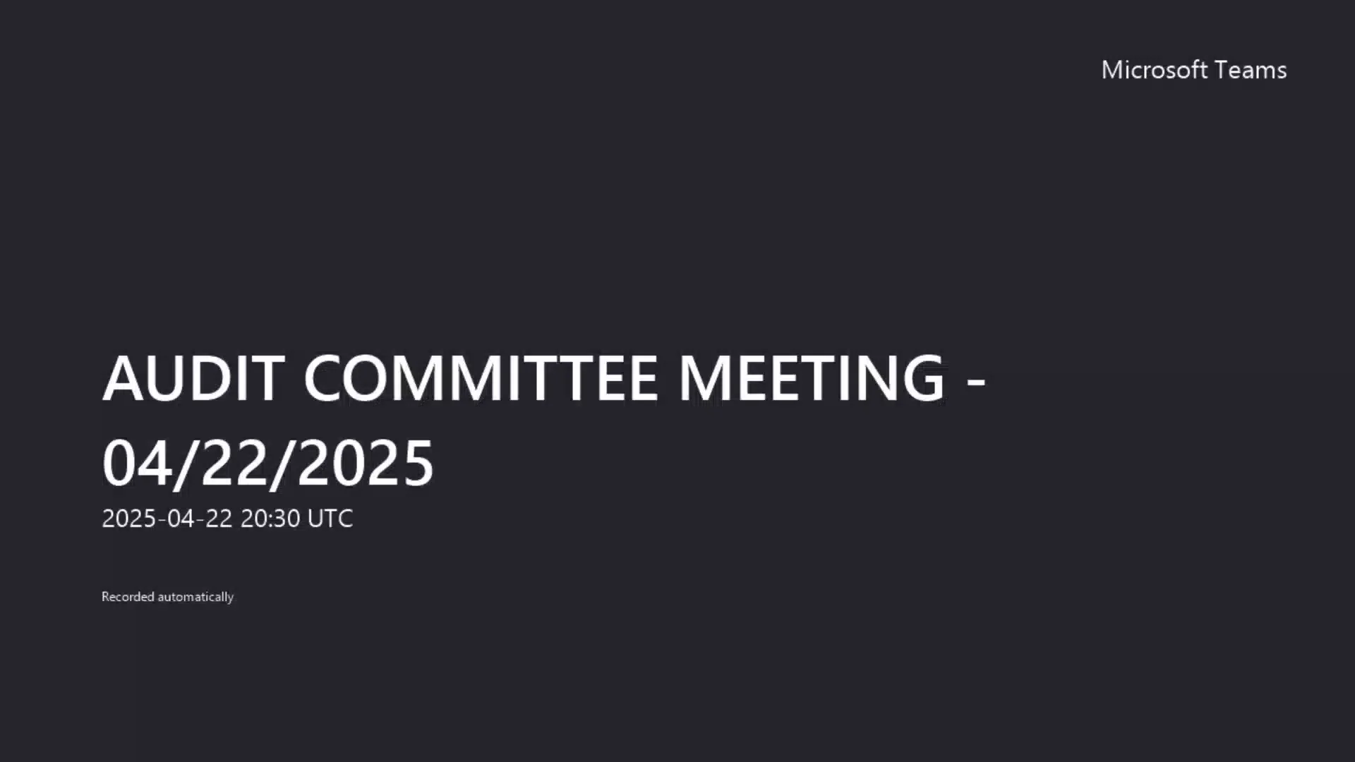 AUDIT COMMITTEE MEETING 4-22-25
