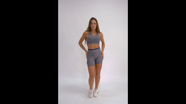 Conjunto Short Fitness Com Bolso Grafite Duas Fitas