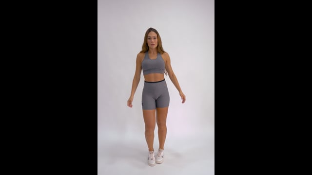 Short Fitness Com Bolso Grafite Duas Fitas