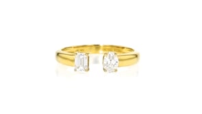 .50 ct. t.w. Oval and Emerald-Cut Lab-Grown Diamond Open-Space Ring in 18kt Gold Over Sterling