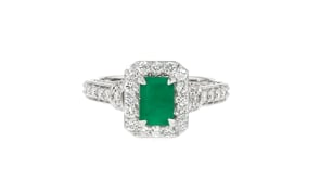 1.00 Carat Emerald Ring with 1.01 ct. t.w. Lab-Grown Diamonds in Sterling Silver