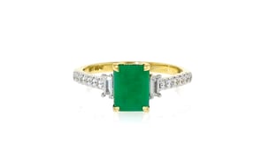 1.50 Carat Emerald Ring with .25 ct. t.w. Lab-Grown Diamonds in 14kt Yellow Gold