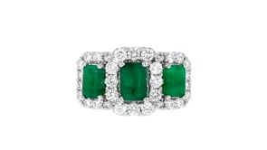 3.00 ct. t.w. Emerald Ring with 1.00 ct. t.w. Lab-Grown Diamonds in Sterling Silver