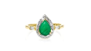 .90 Carat Emerald Ring with .25 ct. t.w. Lab-Grown Diamonds in 14kt Yellow Gold