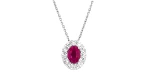 2.30 Carat Ruby and .38 ct. t.w. Lab-Grown Diamond Necklace in Sterling Silver