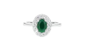 .70 Carat Emerald Ring with .40 ct. t.w. Lab-Grown Diamonds in Sterling Silver