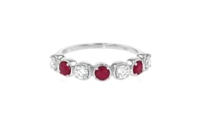 .30 ct. t.w. Ruby and .40 ct. t.w. Lab-Grown Diamond Ring in Sterling Silver