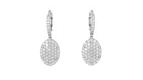 2.60 ct. t.w. Pave CZ Oval Drop Earrings in Sterling Silver