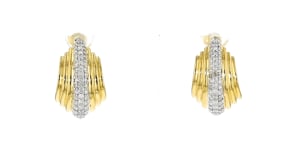 1.00 ct. t.w. Diamond J-Hoop Earrings in 18kt Gold Over Sterling