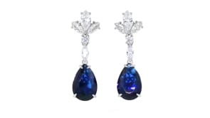 20.00 ct. t.w. Simulated Sapphire Drop Earrings with 5.60 ct. t.w. CZs in Sterling Silver