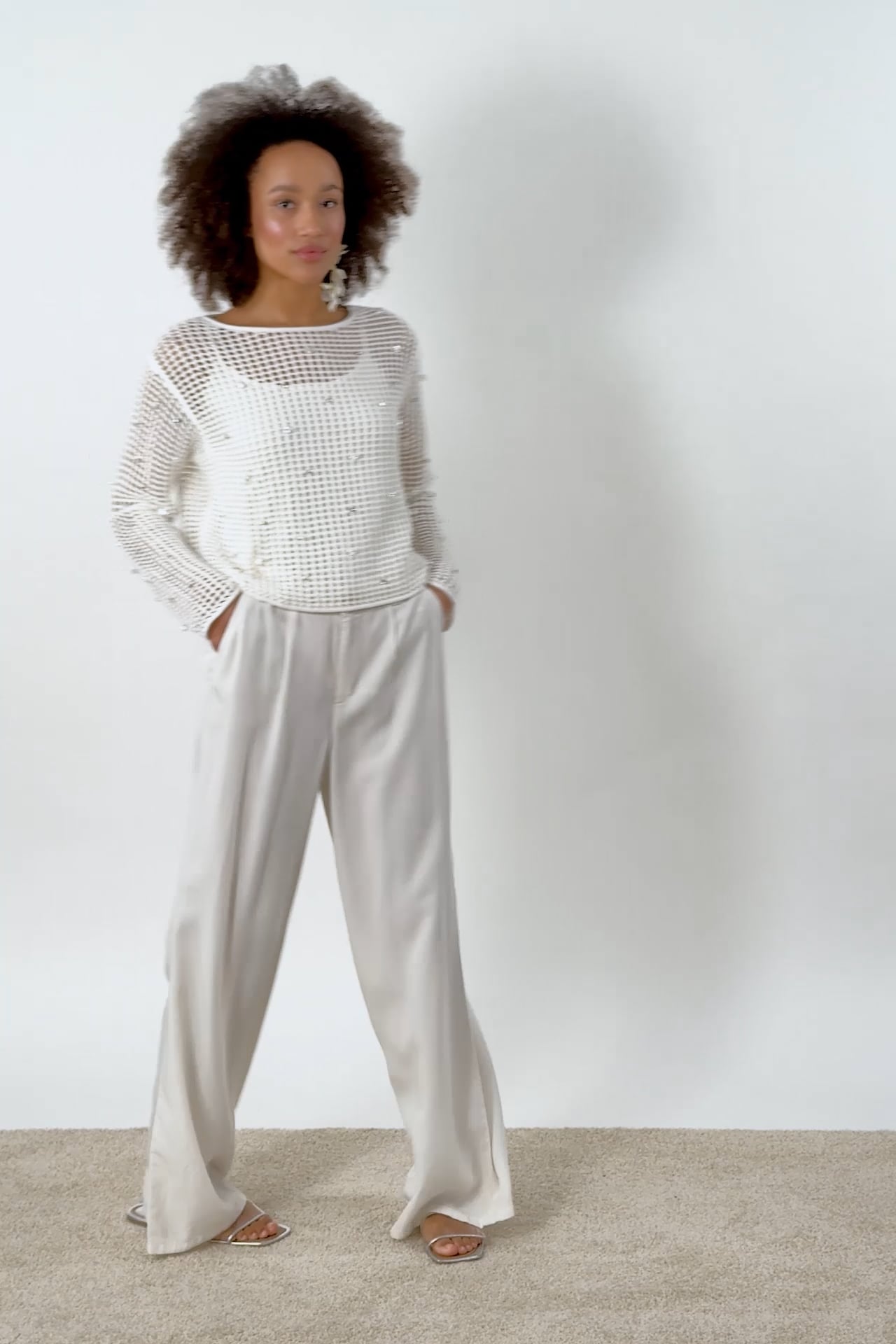トップス whip knit / off white hyeon YZNLOQ Women Hollow Out Crochet Knit Tops,Summer See Through