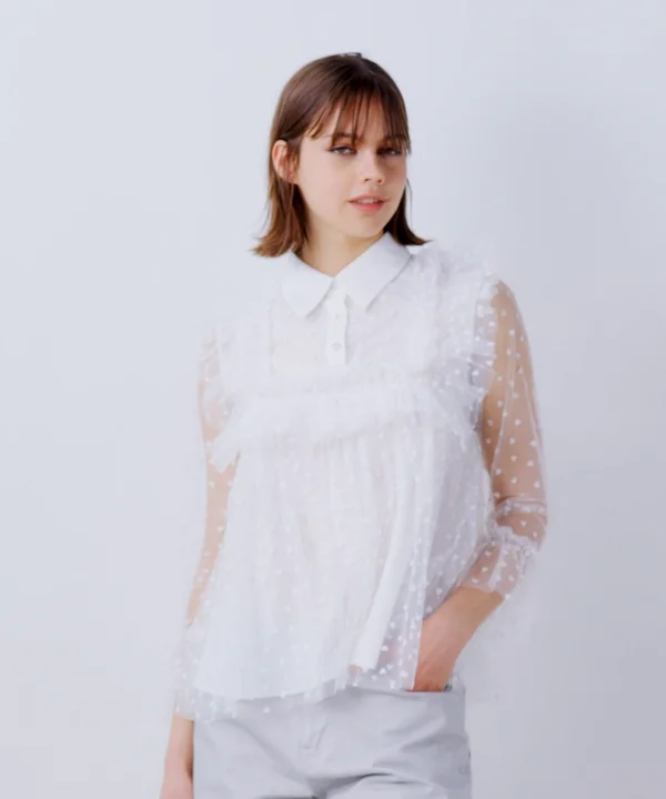 DSC / ソフトチュールブラウス TOPS Night STORE | ダブル