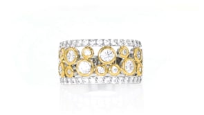 1.06 ct. t.w. CZ Open-Space Bubble Ring in Two-Tone Sterling Silver