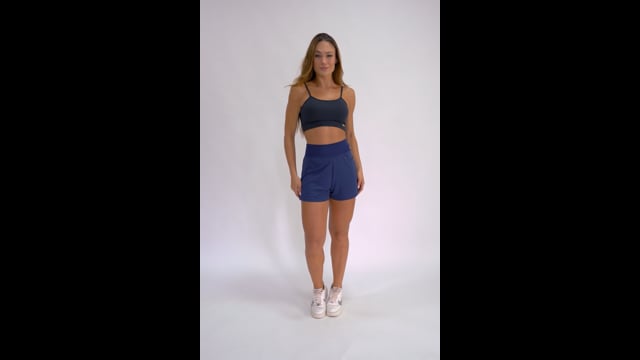 Short Fitness Duplo Com Bolso Marinho Tree