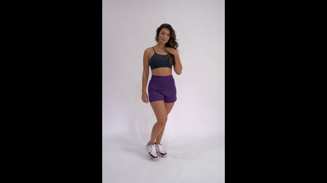 Short Fitness Duplo Com Bolso Roxo Tree