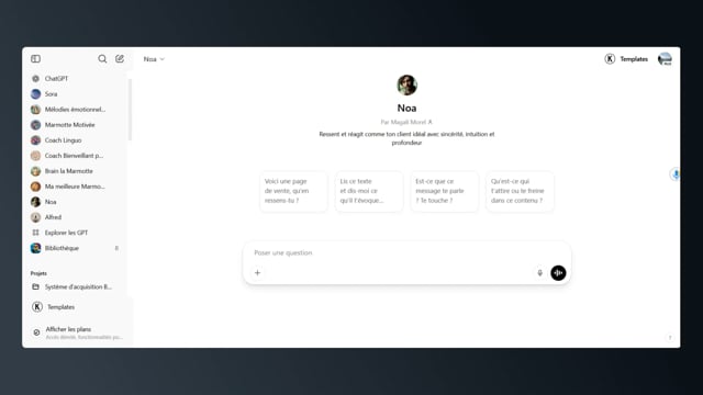 créer un GPT qui se comporte comme ton client idéal et qui te dit tout ce qu'il pense, sans filtre