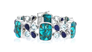 Turquoise Bracelet with Lapis and 12.00 ct. t.w. Sky Blue Topaz in Sterling Silver