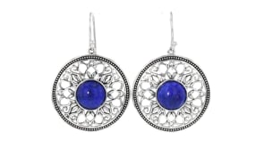 Lapis Filigree Drop Earrings in Sterling Silver
