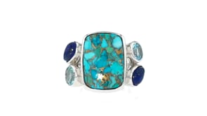 Turquoise Ring with Lapis and 1.90 ct. t.w. Sky Blue Topaz in Sterling Silver