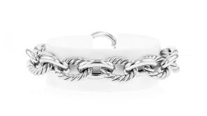 Sterling Silver Alternating Twisted Oval-Link Bracelet