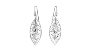 Italian Sterling Silver Diamond-Cut Navette Drop Earrings
