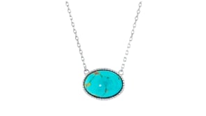 Oval Turquoise Necklace in Sterling Silver