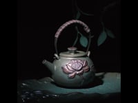 Green Lotus Japanese Tea Set Pottery with Tray