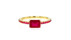 1.10 ct. t.w. Lab-Grown Ruby Ring in 18kt Gold Vermeil