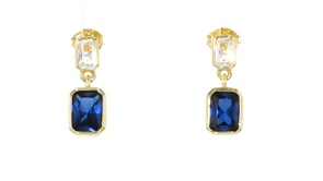 2.40 ct. t.w. Lab-Grown Blue and White Sapphire Drop Earrings in 18kt Gold Vermeil
