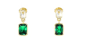1.80 ct. t.w. Lab-Grown Emerald and White Sapphire Drop Earrings in 18kt Gold Vermeil