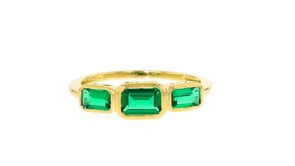 .80 ct. t.w. Lab-Grown Emerald Three-Stone Ring in 18kt Gold Vermeil