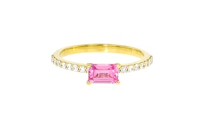 .70 Carat Lab-Grown Pink Sapphire Ring with .20 ct. t.w. Lab-Grown Diamonds in 18kt Gold Vermeil