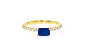 .70 Carat Lab-Grown Sapphire Ring with .20 ct. t.w. Lab-Grown Diamonds in 18kt Gold Vermeil