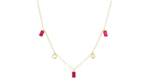 .90 ct. t.w. Lab-Grown Ruby and .20 ct. t.w. Lab-Grown Diamond Station Necklace in 18kt Gold Vermeil