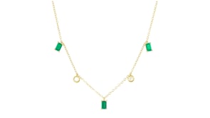 .60 ct. t.w. Lab-Grown Emerald and .20 ct. t.w. Lab-Grown Diamond Station Necklace in 18kt Gold Vermeil