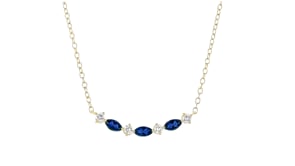 .50 ct. t.w. Lab-Grown Sapphire and .20 ct. t.w. Lab-Grown Diamond Necklace in 18kt Gold Vermeil