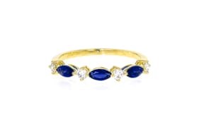 .50 ct. t.w. Lab-Grown Sapphire and .20 ct. t.w. Lab-Grown Diamond Ring in 18kt Gold Vermeil