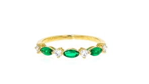 .30 ct. t.w. Lab-Grown Emerald and .20 ct. t.w. Lab-Grown Diamond Ring in 18kt Gold Vermeil